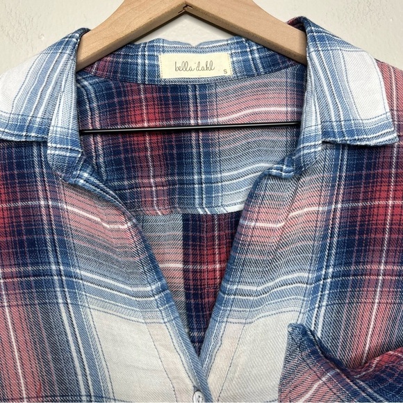 Bella Dahl Women Button‎ Down Shirt Small Lightweight Plaid Frayed him July 4 - Picture 3 of 11